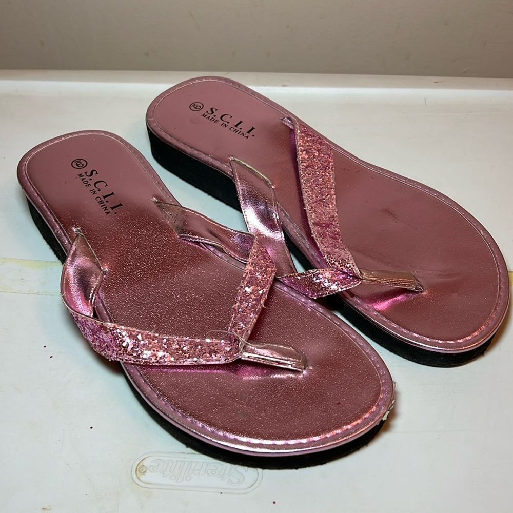 Pink Sparkly Flip Flops